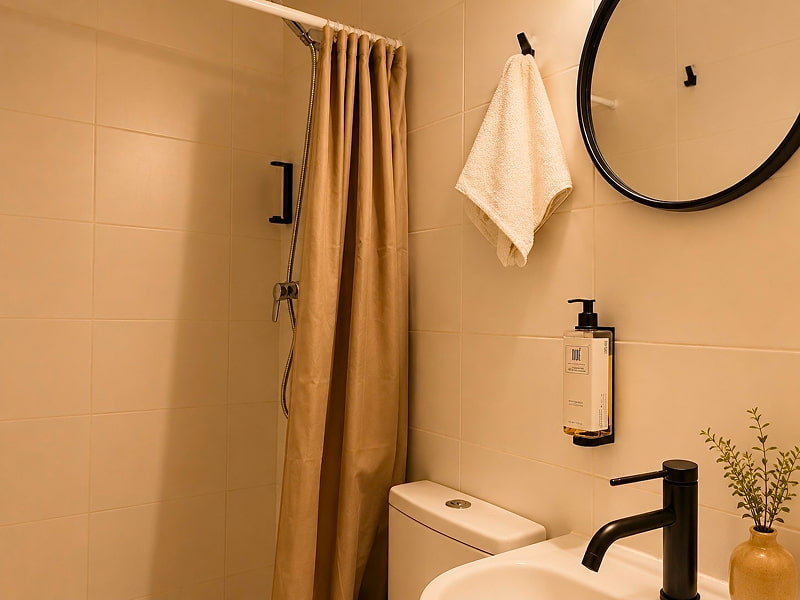 Habitación Doble Superior | Zona de ducha Baño privado con acabados claros